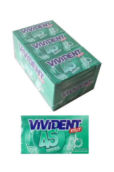 Vivident 45 Dakika Yeşil Nane Aromalı Şekersiz Tatlandırıcılı Şerit Sakız 26 GR * 18 Adet