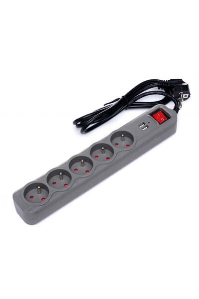 Kraft&dele Prelungitor cu 5 prize și 2 porturi USB, 1,5 m, KD 4033