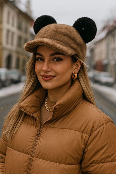 MARBERRY Șapcă de pluș pentru femei cu urechi de iepure de nurcă