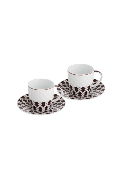 Dania 12-piece Turkish coffee cup set, brown pattern