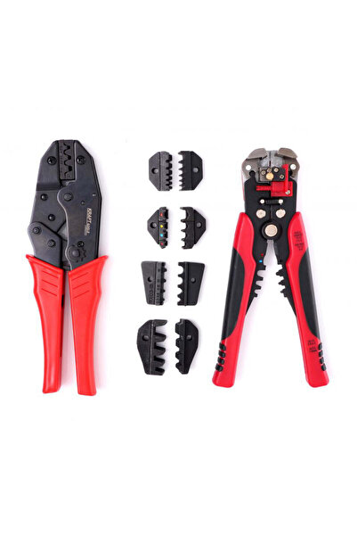 Kraft&dele Set clești de sertizare pentru conectori, Kraft&Dele, cu matrițe d...