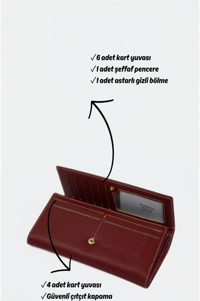 Mazel Design 585 Genuine Leather Premium Women's Wallet - Luxury Lining Detail, Multiple Compartments, Double Zipper