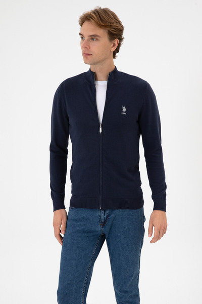 U.S. Polo Assn. Erkek Slim Fit Lacivert Triko Hırka 50313684-VR033