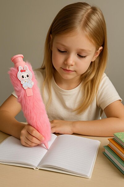 Tuna Pembe Peluş Kaplama Labubu Büyük Kalem