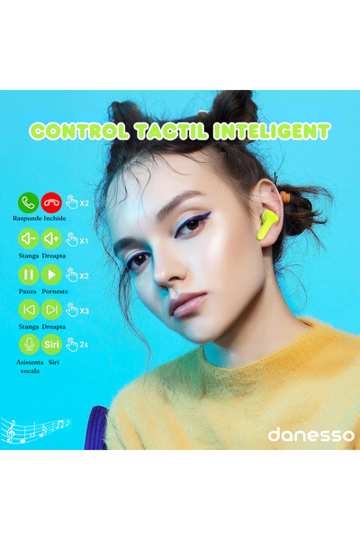DANESSO Wireless In-Ear Headphones, Danesso® Audio, Bluetooth 5.3, LED Digital Display, Dual Microphone