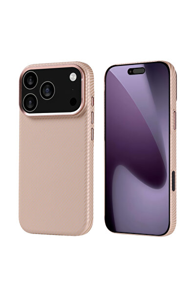 zore iPhone 17 Pro Kılıf M-safe Şarj Özellikli Karbon Fiber Görünümlü ATA Nek...