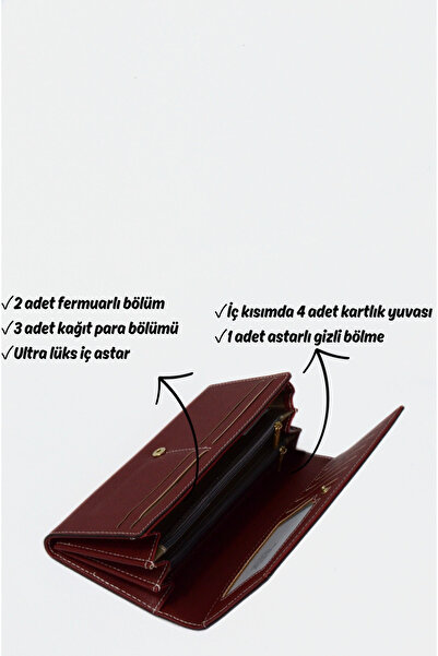 Mazel Design 585 Genuine Leather Premium Women's Wallet - Luxury Lining Detail, Multiple Compartments, Double Zipper