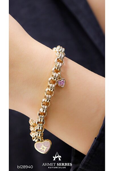 CETAŞ Pembe Kalp Charmlı Bileklik