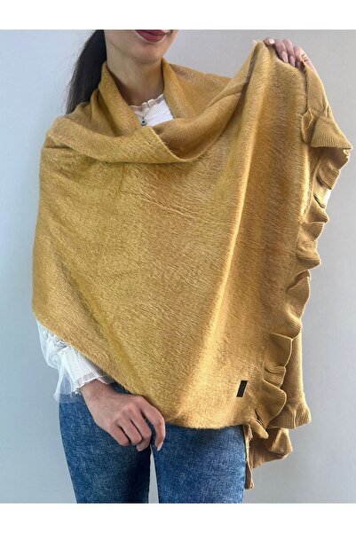 Gönülden Tasarım Angora Soft Ruffled Women's Shawl 180X65 cm