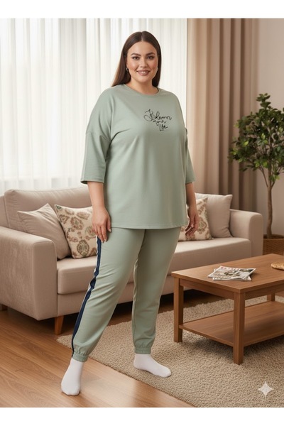 FAMESTEKSTİL Women's Green Tracksuit Set