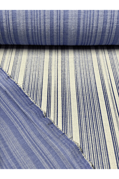 iki iplik Υφαντό ύφασμα με ρίγες σε μπλε ναυτικό - Μίγμα βαμβακιού και βισκόζης |   Πλάτος 170 εκατοστά |   Ύφασμα για φορέματα και σακάκια