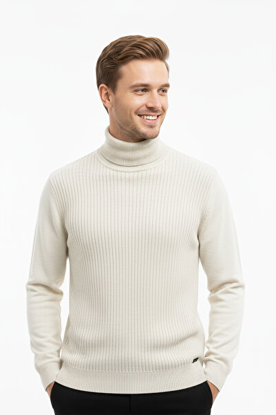 Pulltonic Erkek Klasik Balıkçı Yaka Kazak Desenli | %70 Kaşmir