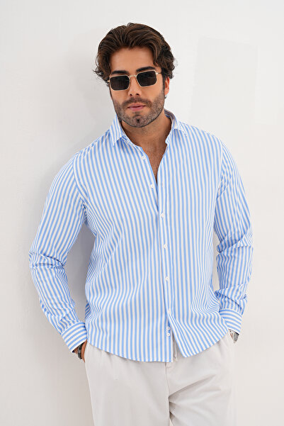Catto Peak Gömlek Pamuklu Çizgili Regular Erkek Gömlek