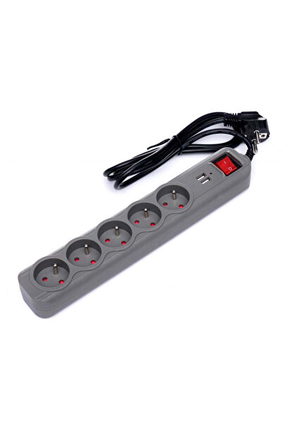 Kraft&dele Prelungitor cu intrerupator, 5 prize, 2 x USB, KD 4034