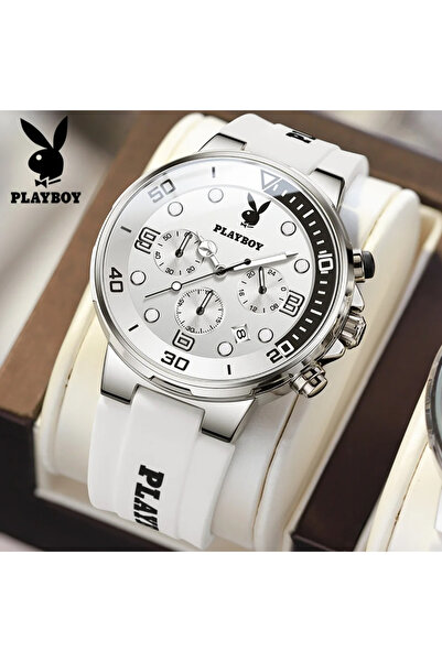 Playboy Men's Watch 3036 Black-White – Sport Design, Shock Resistant, 3ATM Water Resistant
