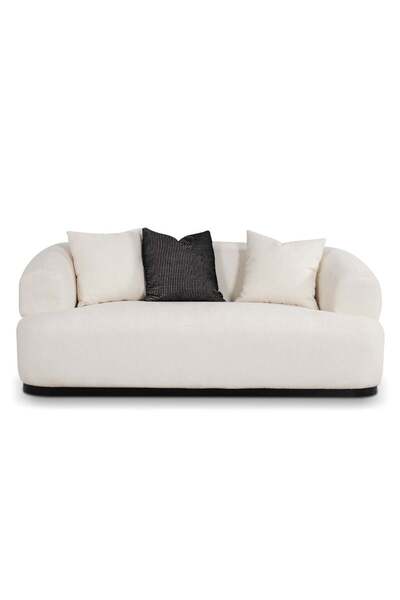 Danube Home Beckett 2 Seater Fabric Sofa - Stylish Beige/Black, Solid Wood Frame, 190x104x73cm, 2 Years Warranty