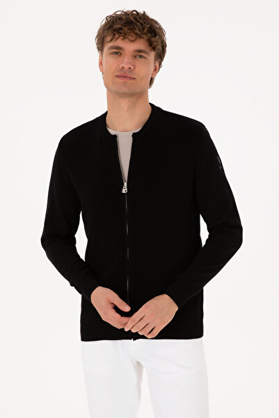 U.S. Polo Assn. Men's Black Basic Knitwear Cardigan 50313721-Vr046