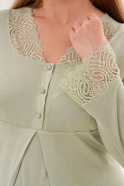 Mecit Pijama Maternity-Pregnancy Pajama Set with Dressing Gown, Long Sleeves, 3-Piece Set