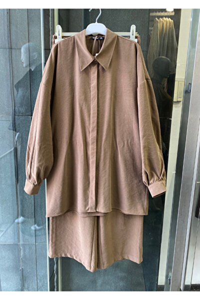 PERA MODA طقم ملابس من المودال السميك بتصميم كبير الحجم مع تفاصيل ربط