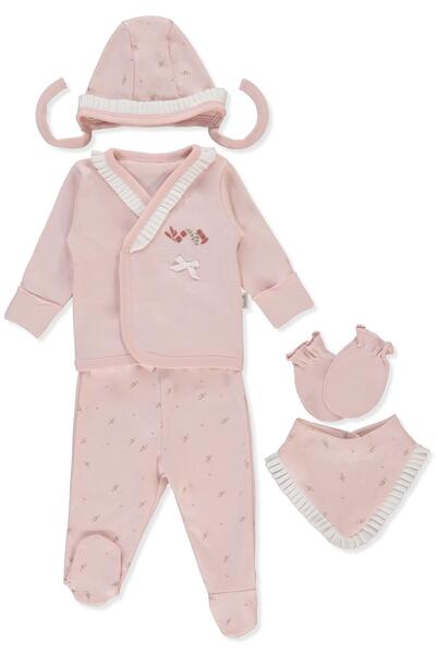 Bebetto طقم زيبين إنترلوك مكون من 5 قطع (تاي ني فلوريست) باللون الوردي