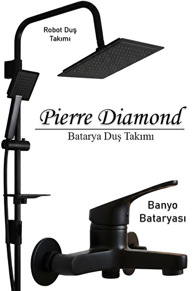 tesitay Banyo Bataryası ve Robot Duş Takımı Duş Musluğu Musluk Armatür Siyah ...