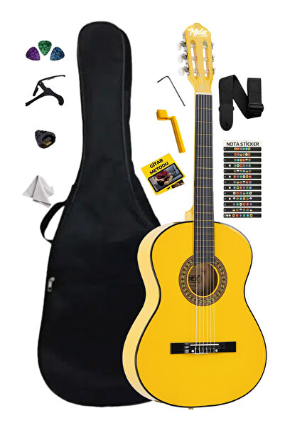 Midex CG-270YLW Sarı Renk Klasik Gitar 4/4 Yetişkin Boy Sap Ayarlı Full Set
