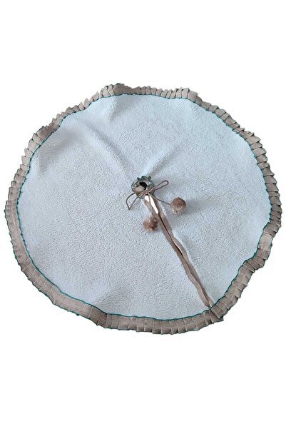 MODA NUR Christmas Tree Skirt, Pine Tree Foot Mat Cover, Cream Color, Plush, 85 cm