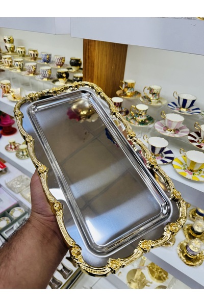 EVRA 6 Adet Boton Gold Gümüş Döküm Pirinç Sunum Tepsisi