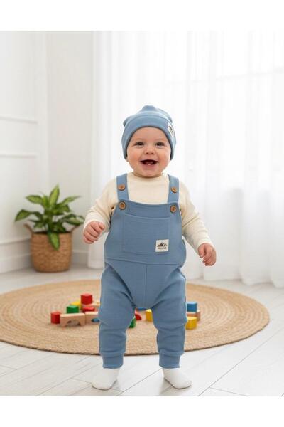 P&H BABYWEAR %100 Pamuk Waffle Kumaşlı Erkek Bebek Takımı – Salopet, Badi ve ...