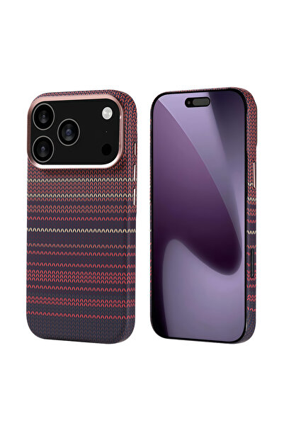 zore iPhone 17 Pro Kılıf M-safe Şarj Özellikli Karbon Fiber Görünümlü ATA Nek...