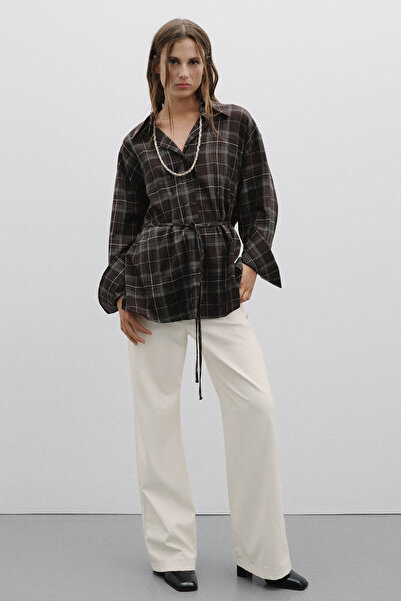 Pilea Кафеникава карирана риза