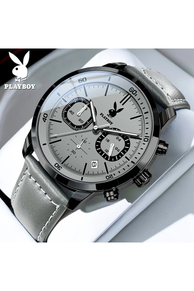 Playboy Men's Watch 3065 Gray – Business Design, Shock Resistant, 3ATM Water Resistant
