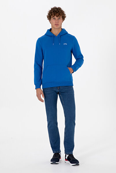 U.S. Polo Assn. Erkek Regular Fit Kapüşonlu Şardonlu Saks Basic Sweatshirt 50315582-VR032