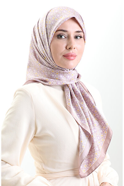 sefamerve Karaca Geometric Patterned Rayon Scarf 82020-05 Mink Lilac