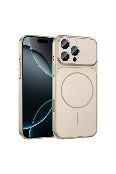 lucek cases iPhone 16 Pro Kılıf LCKC M-Safe Şarj Özellikli Kamera Korumalı Formen Kapak - Gold