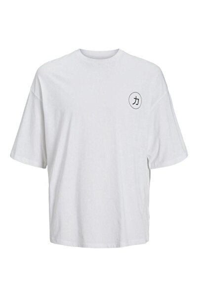 Jack & Jones Men's White Jjdragon Tee Ss Crew Neck T-Shirt 12273504-White