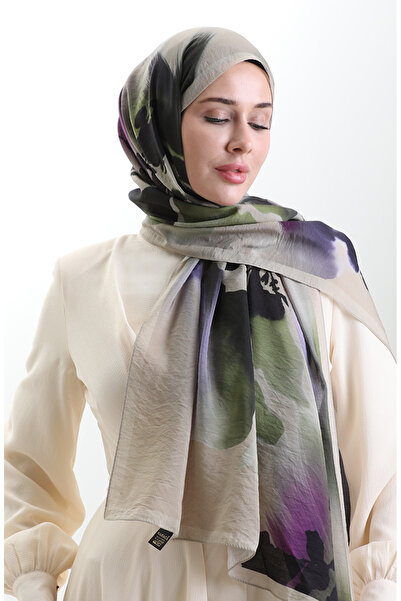 sefamerve شال من الألياف الطبيعية كاراكا 82005-01 بيج أخضر