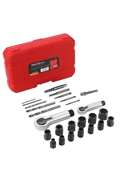 Kraft&dele Drill and socket set for removing broken screws, 26 pieces, KD 5988