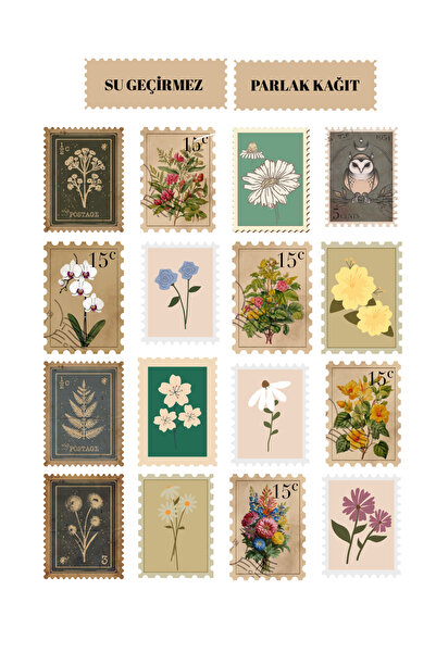 P&B COLLECTION WORKSHOP Vintage Pul Temalı Sticker Seti Scrapbook Bullet Jour...