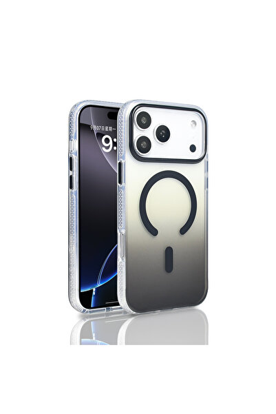 zore iPhone 17 Pro Max Kılıf M-safe Şarj Özellikli Transparan Renk Geçişli AS...