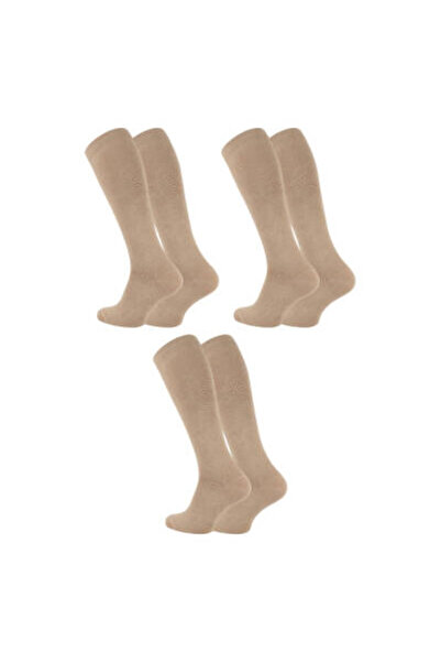 meristanbul Travel Socks, 3 Pieces, 35-38, 65% Cotton Socks, Beige