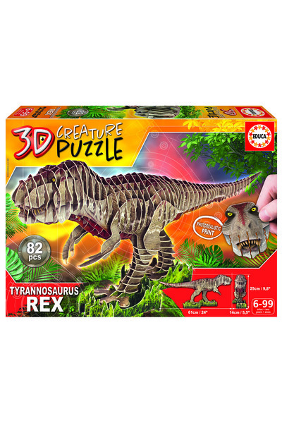 Educa Borras أحجية مخلوق ثلاثي الأبعاد ديناصور ريكس، 82 قطعة