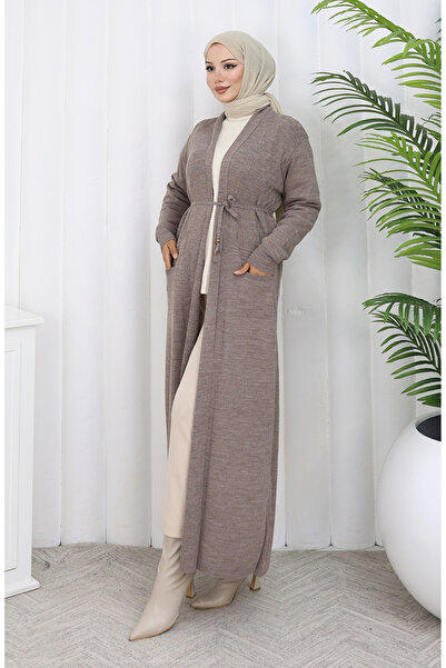 sefamerve Knitwear Long Cardigan 0033-04 Mink