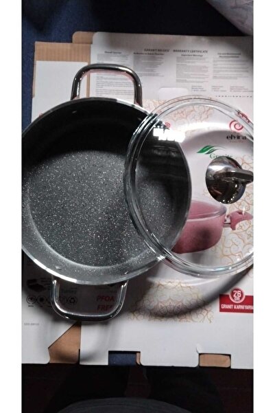 Elvira Granit Karnıyarık Chrome Handle, Chrome Top Pot 26 cm Pink