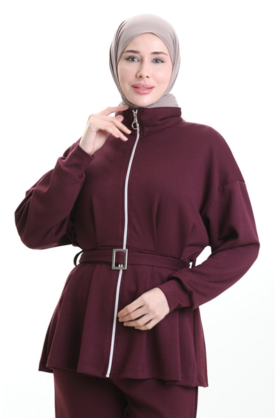 sefamerve Premium Fabric Buckle Suit 11331-01 Plum