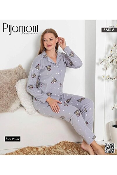 Pijamoni İNCİ POLAR BOY DÜĞMELİ TAKIM