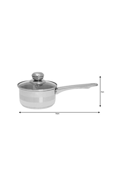 Kinghoff Cratita din inox cu capac sticla, 1litru, 14cm, fund termic multistrat,