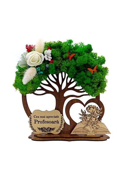 OEM Brad decorativ din lemn cu mușchi stabilizat pentru profesor – Personaliz...
