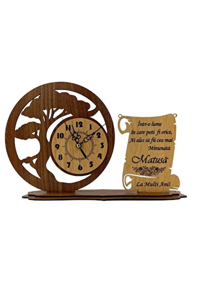 OEM Ceas decorativ din lemn, tip bonsai, pentru mătușă - 30x20 cm, cadou pers...