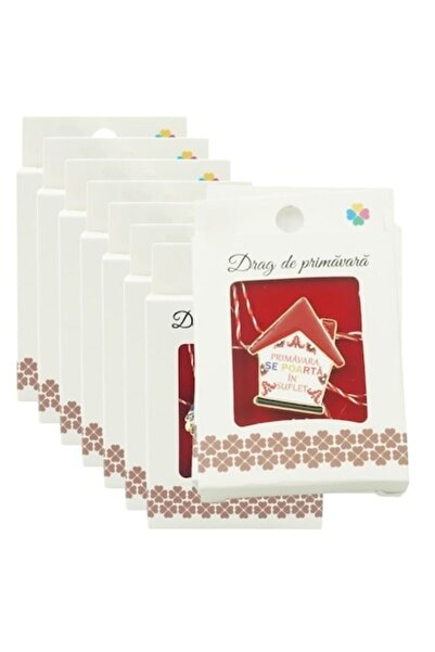 GOLD MARKET Set of 10 Martisor brooches, small, in box, 2.5-3 cm, house design